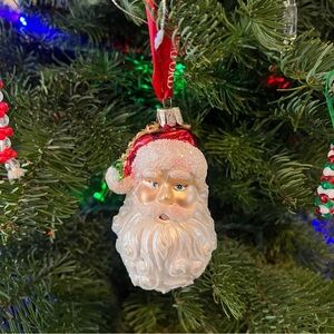 Waterford Holiday Heirlooms Santa Head Glass Christmas Ornament Blue Eyes 155152